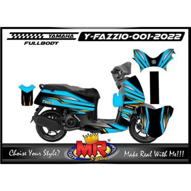 Variasi Motor Modifikasi Decal Motor Stiker Yamaha Fazzio FullBody Biru