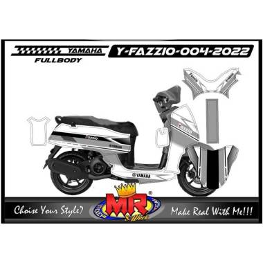 Variasi Motor Modifikasi Decal Motor Stiker Yamaha Fazzio FullBody Putih Abu-Abu