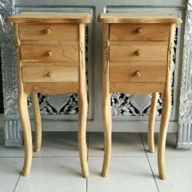Meja Telepon Nakas Kayu Jati 3 Laci MENTAH Mebel Jepara