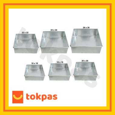 Loyang Segi 7 cm Aluminium Segi Tinggi Bentuk Kotak Cetakan Bolu Cake 22x22