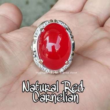 CINCIN BATU AKIK NATURAL RED CARNELIAN RED BARON MERAH GIWANG RING 10