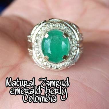 CINCIN BATU PERMATA NATURAL JAMRUD EMERALD BERLY ORIGIN COLUMBIA RING PERAK