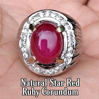 CINCIN BATU AKIK PERMATA NATURAL STAR RED RUBY BLOOD PIGEON CORUNDUM