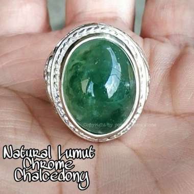 NATURAL BATU AKIK CHROME CHALCEDONY IJO BOTOL LUMUT OHEN TERMURAH RING 8