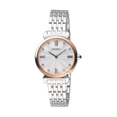 Seiko Classic SFQ-79.8P1 Swarovski Analog Original Jam Tangan Wanita Silver Rose gold