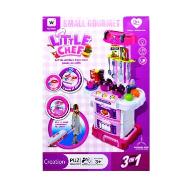 LITTLE CHEF KITCHEN SET KOPER 3IN1 PINK ,MAINAN ANAK CEWEK PEREMPUAN