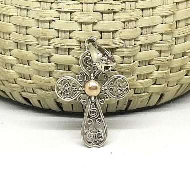 Liontin Mainan Kalung Pendant Perak Silver Bali Salib Kawat Ukir Asli 925 Wanita Pria Custom Emas