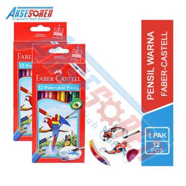 Pensil Warna Panjang Faber-castell Watercolour 1 Pack 12 Warna / Peralatan Alat Tulis Gambar / Pinsi