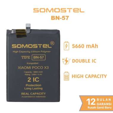 Original Somostel BN57 for Xiaomi Poco X3 / Poco X3 Pro / Poco X3 NFC Batre Batrai Baterai