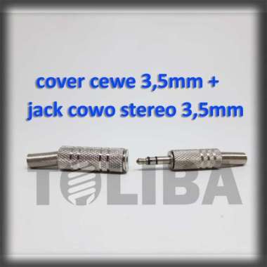 jack stereo 3,5mm besi + cover cewe lubang jack headset headphone hp