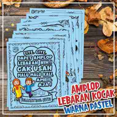 Amplop lebaran Kocak Warna Pastel (isi 10 pcs) Biru