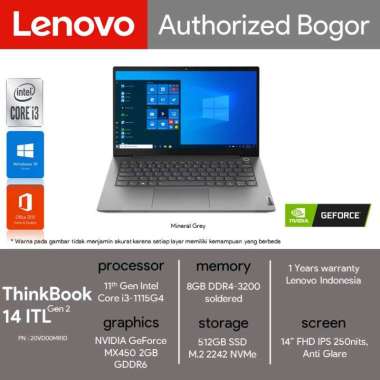Lenovo ThinkBook 14 – 20VD00MRID,i3-1115G4, 8GB DDR4,MX450-2GB,512GB SSD M.2, Windows 10 Home+ OHS