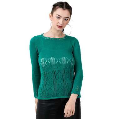 Mobile Power Ladies Sweater Nice Green Knitting Variation - Green MR303 S Green