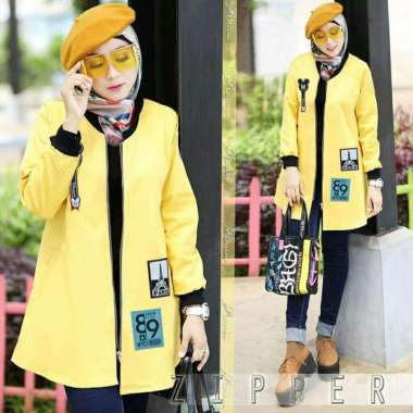 FEMMESHOPA-NO BRANDS/PAKAIAN DEWASA/JAKET MOTIF WANITA-FN MAGNUM JAKET L KUNING