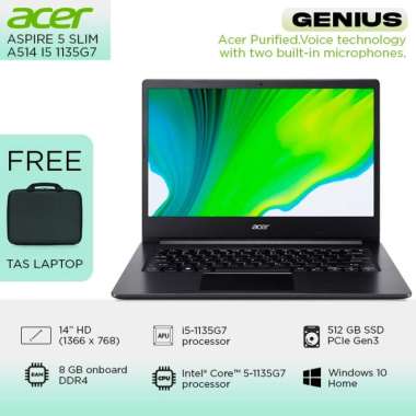 ACER ASPIRE 5 SLIM A514 55WZ - I5 1135G7 8GB 512SSD IRISXE W11 OHS 14.0FHD BLIT SILVER