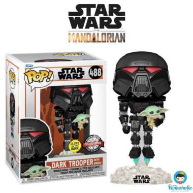 Funko POP! Star Wars The Mandalorian - Dark Trooper with Grogu Glow