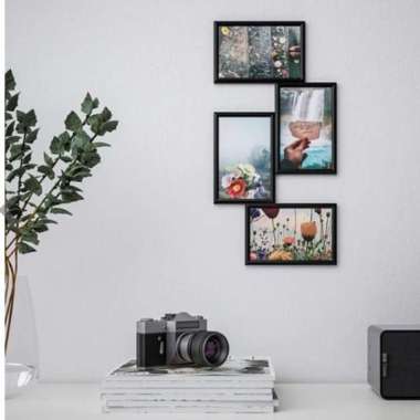 Bingkai Frame Foto Kolase 4 Display Foto YL 21x41cm(4R) Original_Hitam