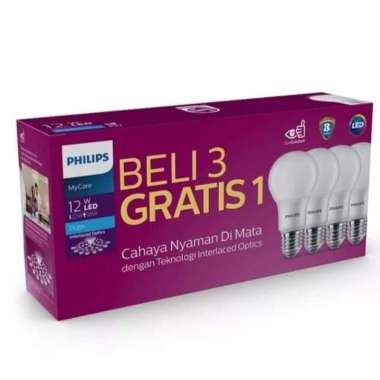 Lampu Led Philips 12w mycare paket isi 4 promo