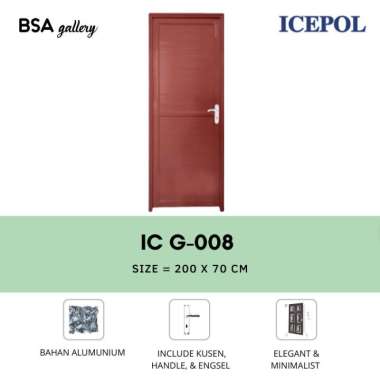 PINTU ALUMUNIUM KAMAR MANDI WC TOILET BROWN COKLAT + HANDLE ICEPOL ENGSEL KIRI