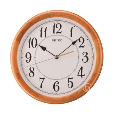 Seiko Quartz Analog Wooden Poplar Case QX-A699 Quiet Sweep Jam Dinding [31 cm] Brown White