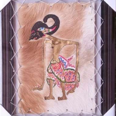 LUKISAN WAYANG KULIT ARJUNA NAKULA UKURAN 70x50 cm KULIT KAMBING ASLI