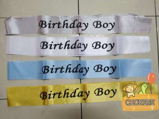 Sash Selempang Ulang Tahun / BIRTHDAY BOY Satin SABLON Aneka Warna