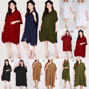 Baju kemeja Dress WANITA JUMBO LD 130cm OVER BIG SIZE 5105 XXL XXXL BAJU ibu hamil menyusui Spandex