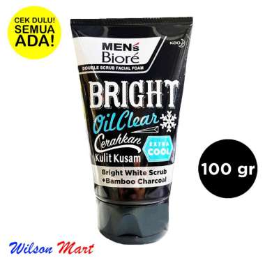 BIORE MENS DOUBLE SCRUB FACIAL FOAM COOL OIL CLEAR EXTRA COOL 100 GRAM