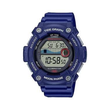CASIO Sports Moon Data Tidegraph 100m Original W-S1300H Jam Tangan Pria Blue