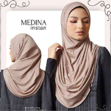 Jilbab Instan Hijab Instant Bergo Jersey Medina Instan Slip In EARPHONE Abu