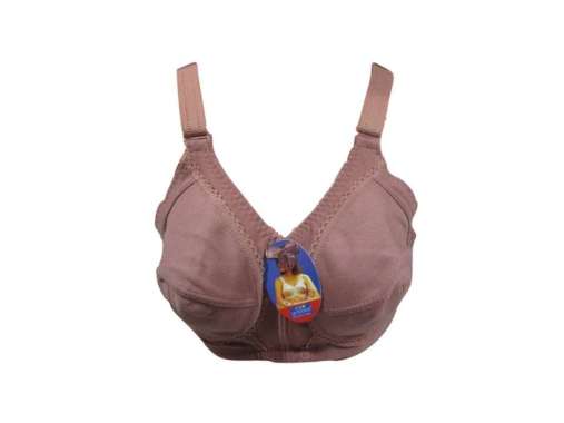 Anissa Pejuang Bra / BH Wanita Queenie Sister Polos Big Cup Tanpa Kawat Tanpa Busa Coklat Muda 36C