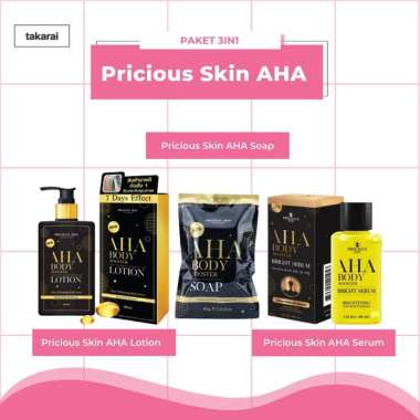 Precious Skin AHA Body Booster Whitening Paket 3in1 Sabun + Serum + Lotion Treatment Perawatan Kulit