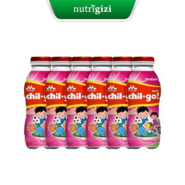 Nutrigizi | Morinaga Chil-Go Susu UHT Cair Siap Minum Pertumbuhan Anak 1-12 tahun 6 x 140 ml Strawbe