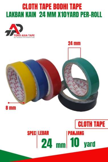 LAKBAN KAIN / CLOTH TAPE WARNA 24MM X 10YARD BODHI TAPE 1 ROLL TERMURAH Kuning