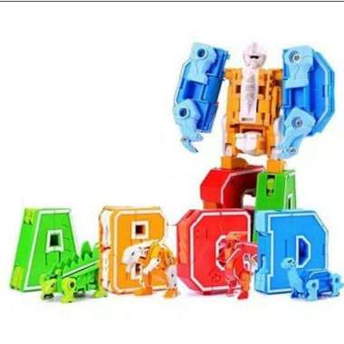 SUPER Robot Angka Abjad 607 ABCD Besar Huruf Transform Robot Dino Dinosaurus
