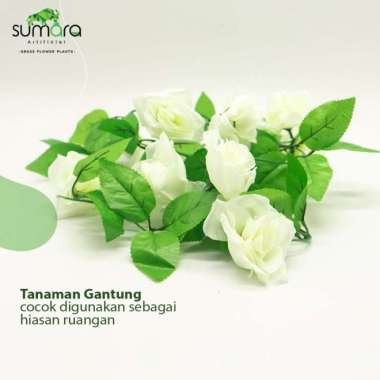 Bunga Sintetis / Bunga Artificial Mawar Gantung - PutihKehijauan PutihKehijauan