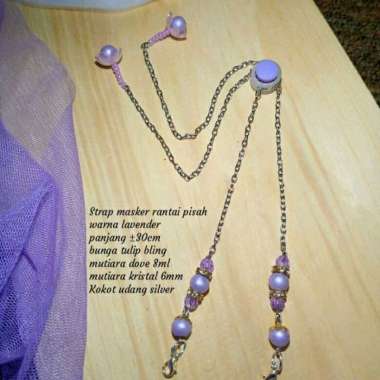 Strap Masker Rantai 2in1 / Strap Masker Hijab / Tali Masker Rantai Silver Terpisah Lavender