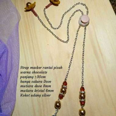Strap Masker Rantai 2in1 / Strap Masker Hijab / Tali Masker Rantai Silver Terpisah Chocolate