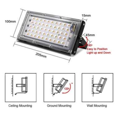 Lampu Sorot Outdoor LED 50 Watt Cool White Anti Air Flood Light Warm