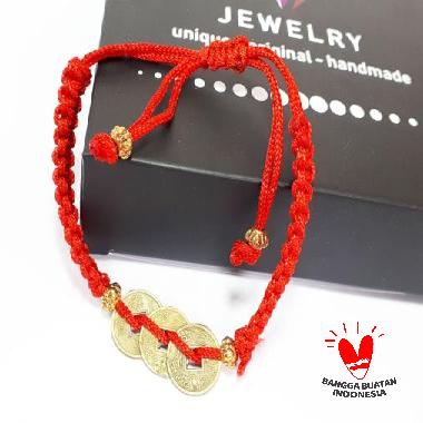 Vee Gelang Tali Keberutungan Pria & Wanita Koin Cina [3 Mata] KUNING