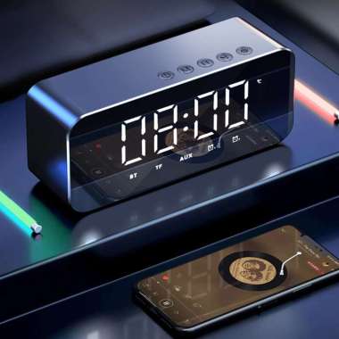 Jam Alarm Weker Portable Clock with Bluetooth Speaker TF AUX Radio FM Portabel Mp3 Player