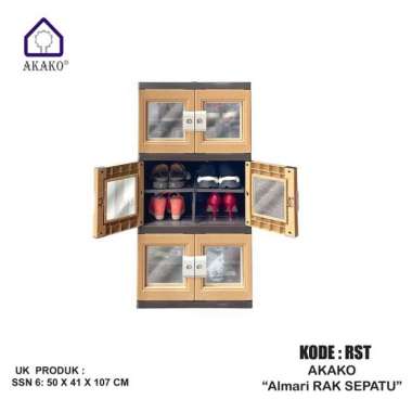 AKAKO - Lemari Sepatu Susun 3 (Dalam 6 Susun) + Kaca