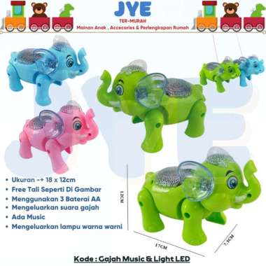 Mainan gajah bisa berjalan dan mengeluarkan suara / mainan gajah lucu Multicolor