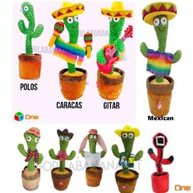 Mainan Boneka Kaktus Tiktok Tanaman Bergoyang Kaktus Wajah Tersenyum Multicolor