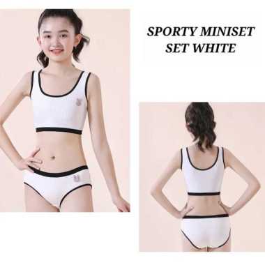 BAJUKIDDIE SPORTY MINISET SET PANTIE SPORT BRA ANAK REMAJA SD SMP ADEM white