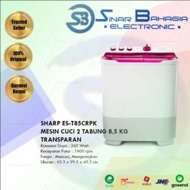 SHARP ES-T85CRPK MESIN CUCI 2 TABUNG 8,5 KG TRANSPARAN (KHUSUS BANDUNG)