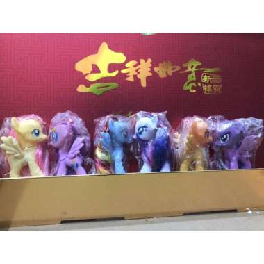 mainan figure little pony miniatur little pony set isi 6 topper kue