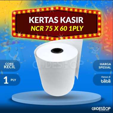 KERTAS STRUK NCR 75 X 60 MM 1 PLY ROLL PRINTER DOT MATRIX EPSON putih