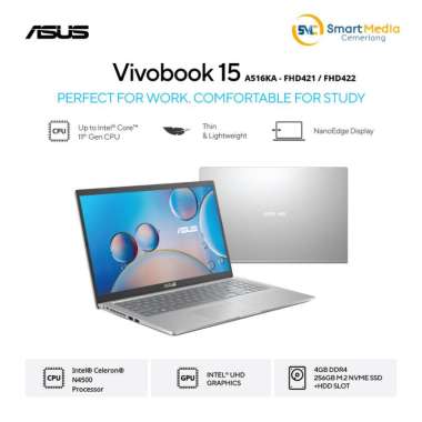 Asus VivoBook A516KA-FHD421/A516KA-FHD422, Cel N4500/4GB/256GB/HDD Housing/W11+OHS/15.6” FHD, Backli
