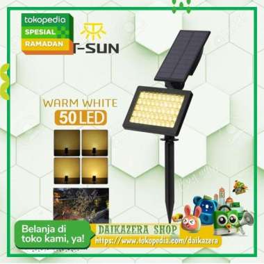 Lampu Taman Tenaga Surya 48 LED / Lampu Sorot / Lampu Waterproof Kuning